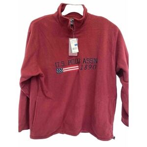 US Polo Assn Sz XL Maroon 1/4 Zip Fleece Embroidered Logo Fleece Sweatshirt NWTs